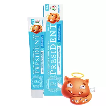 Зубная паста детская President Пломбир 3-6 лет, 50 RDA, 70 г