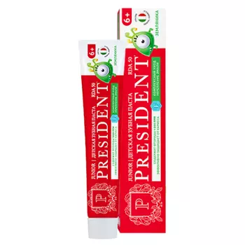 Зубная паста детская President Земляника 6+ лет, 50 RDA, 70 г