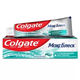 Зубная паста Colgate Макс Блеск Кристальная мята с отбеливающими пластинками для свежего дыхания и отбеливания зубов, 100 мл