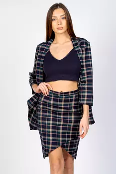 КЛЕТЧАТАЯ ЮБКА КАРАНДАШ ЮБ 004КО-СЗ (СИНЕ-ЗЕЛЁНЫЙ)