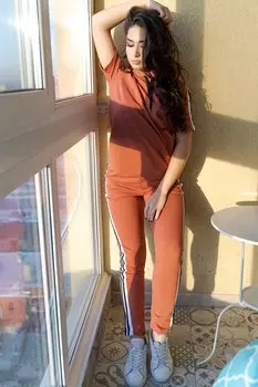 КОСТЮМ СПОРТИВНЫЙ С КАПЮШОНОМ КС 006ФР-ТЕР (ТЕРРАКОТОВЫЙ)