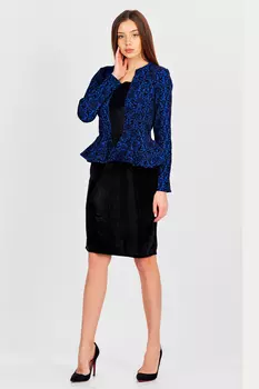 КРАСИВОЕ ПЛАТЬЕ С БАСКОЙ ПЛ 051ВФЛ-СИН (СИНИЙ)