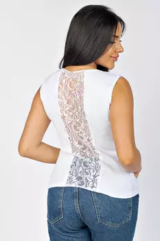 МАЙКА С КРУЖЕВОМ НА СПИНЕ МА 002КЕ-БЕЛ (БЕЛЫЙ)