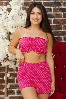 ПИЖАМА БАНДО С ШОРТАМИ ПЖ 012КА-КРГ (КРАСНЫЙ ГОРОХ)