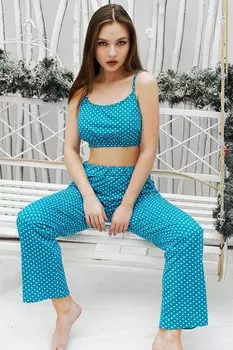 ПИЖАМА ТОП С БРЮКАМИ ПЖ 025КА-ЗНГ (ЗЕЛЕНЫЙ ГОРОХ)