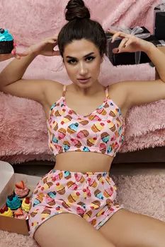 ПИЖАМА ТОП С ШОРТАМИ ПЖ 024КА-ПИР (ПИРОЖНЫЕ)