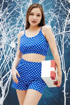 ПИЖАМА ТОП С ШОРТАМИ ПЖ 024КА-СНГ (СИНИЙ ГОРОХ)