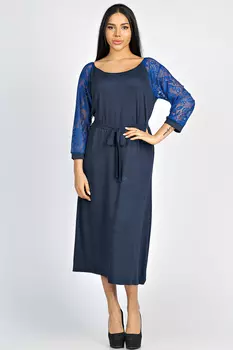 ПЛАТЬЕ ФУТЛЯР С ГИПЮРОМ ПЛ 062МО-ТСН (ТЕМНО-СИНИЙ)