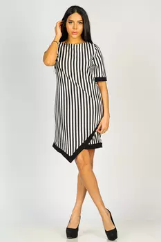 ПЛАТЬЕ С УГЛОМ НА ПОДОЛЕ ПЛ 031ФЛ-ЧБ (ЧЕРНО-БЕЛЫЙ)