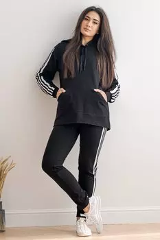 СПОРТИВНЫЙ КОСТЮМ С ХУДИ КС 041ФР-ЧЕР (ЧЕРНЫЙ)