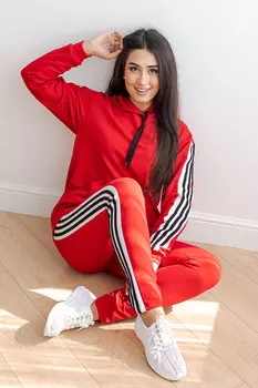 СПОРТИВНЫЙ КОСТЮМ С ХУДИ КС 041ФР-КРА (КРАСНЫЙ)