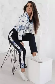 ЖЕНСКИЙ КОСТЮМ С КАПЮШОНОМ КС 044ФР-СНЦ (СИНИЕ ЦВЕТЫ)