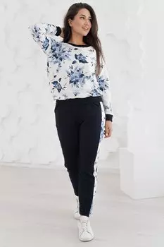 ЖЕНСКИЙ КОСТЮМ СО СВИТШОТОМ КС 043ФР-СНЦ (СИНИЕ ЦВЕТЫ)