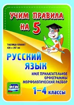 Русский язык. Имя прилагательное. Орфограммы. Морфологический разбор. 1-4 классы: Таблица-плакат 420х297