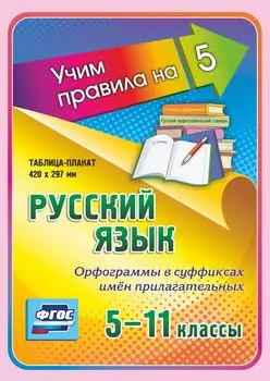 Русский язык. Орфограммы в суффиксах имён прилагательных. 5-11 классы: Таблица-плакат 420х297