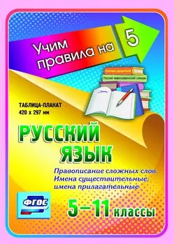 Русский язык. Правописание сложных слов. Имена существительные, имена прилагательные. 5-11 классы: Таблица-плакат 420х297