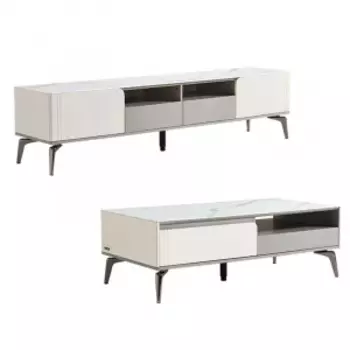 Комплект журнальный столик и тумба под телевизор 180 см Xiaomi Linsy Set Of Coffee Table And TV Stand Grey/White (SY1M-A + SY1L-A)