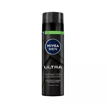 Черный гель для бритья NIVEA " Ultra " с активным углем 200мл