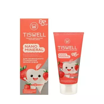 Детская реминерализующая зубная паста Tiswell Nano Mineral Клубничный пломбир от 2 до 6 лет 60г
