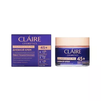 Дневной крем для лица с гиалуроновой кислотой Claire Cosmetics Collagen Active Pro 45+ 50мл