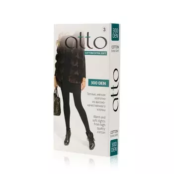 Хлопковые колготки Atto Cotton женские 300den черные 3 размер