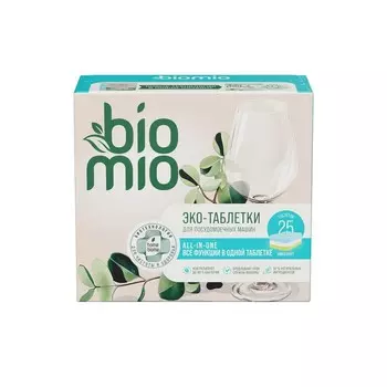 Эко - таблетки для посудомоечных машин BioMio All-in-One с эфирным маслом эвкалипта 25шт