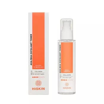 Эксфолиант тонер для лица Hiskin АНА/ВНА с коллагеном 120мл