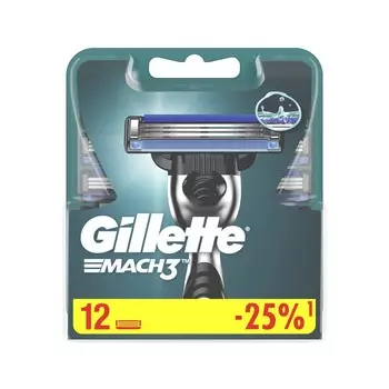 Кассеты для станка Gillette Mach 3 сменные 12шт