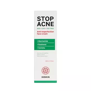 Крем для лица против несовершенств Hiskin Stop Acne AHA + BHA + Tea tree 50мл