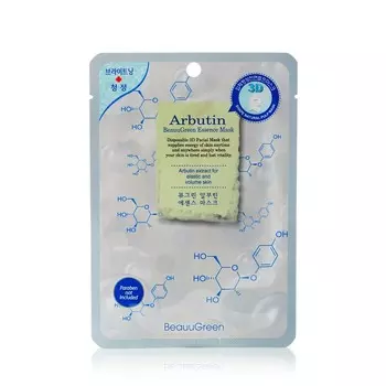 Маска Beauu Green тканевая 3D для лица с арбутином 23г
