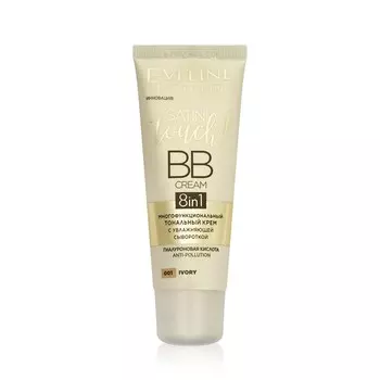 Многофункциональный тональный крем Eveline Satin touch! BB Cream 8 в 1 с увлажняющей сывороткой SPF10 001 Ivory 30мл