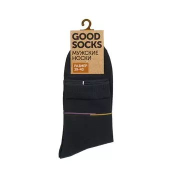 Мужские однотонные носки Good Socks Цветные полоски Графит р.39-43
