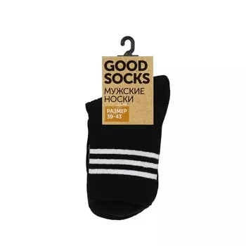 Мужские однотонные носки Good Socks Лапша/Полоски Черный р.39-43