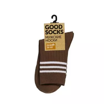 Мужские однотонные носки Good Socks Лапша/Полоски Коричневый р.39-43