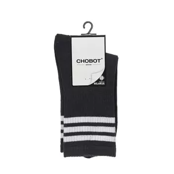 Мужские спортивные носки Chobot " Три полоски " Графит / Белый р.25-27