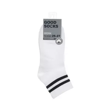 Мужские укороченные носки Good Socks белые с черной полоской р.25-27