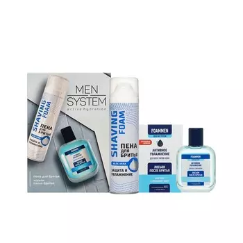 Мужской подарочный набор ( пена для бритья Carelax для чувствительной кожи 200мл + лосьон после бритья Foammen увлажняющий 100мл )