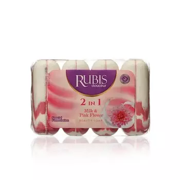 Мыло туалетное Rubis " Milk & Pink Flower " 4*90г