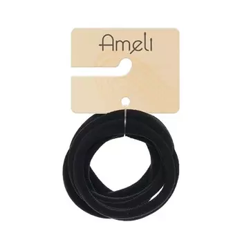 Набор бесшовных резинок для волос Ameli черные 5,5см 6шт