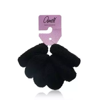 Набор резинок для волос Ameli рубчик черные 4-5см 6шт