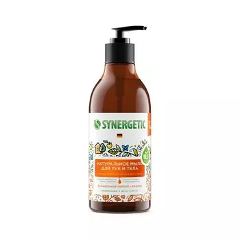 Натуральное жидкое мыло для рук и тела Synergetic " карамельное яблоко и Ваниль " 380мл