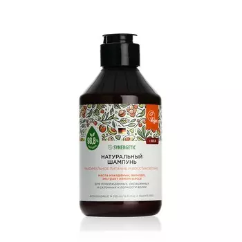 Натуральный бессульфатный шампунь для волос Synergetic " Максимальное питание и восстановление " 250мл
