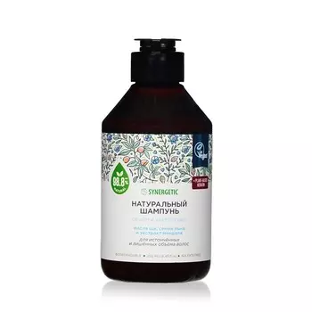 Натуральный бессульфатный шампунь для волос Synergetic " объём и укрепление " 250мл