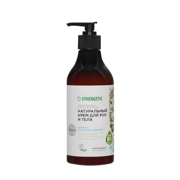 Натуральный крем для рук и тела Synergetic " кокос и масло макадамии " 380мл