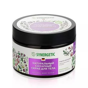 Натуральный сахарный скраб для тела Synergetic " цветущий инжир и лотос " 300мл