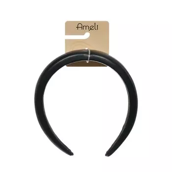 Ободок для волос Ameli кожа Черный