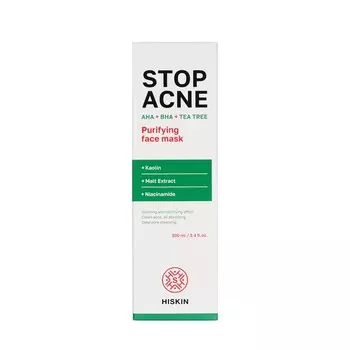 Очищающая маска для лица Hiskin Stop Acne AHA + BHA + Tea tree 100мл