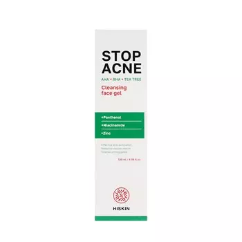 Очищающий гель для умывания Hiskin Stop Acne AHA + BHA + Tea tree 120мл