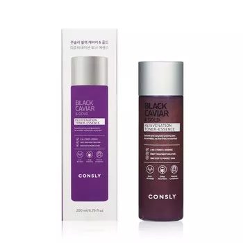 Омолаживающий тонер - эссенция для лица Consly с черной икрой и золотом 200мл