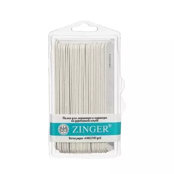 Пилка для маникюра и педикюра на деревянной основе Zinger 180/240 30шт